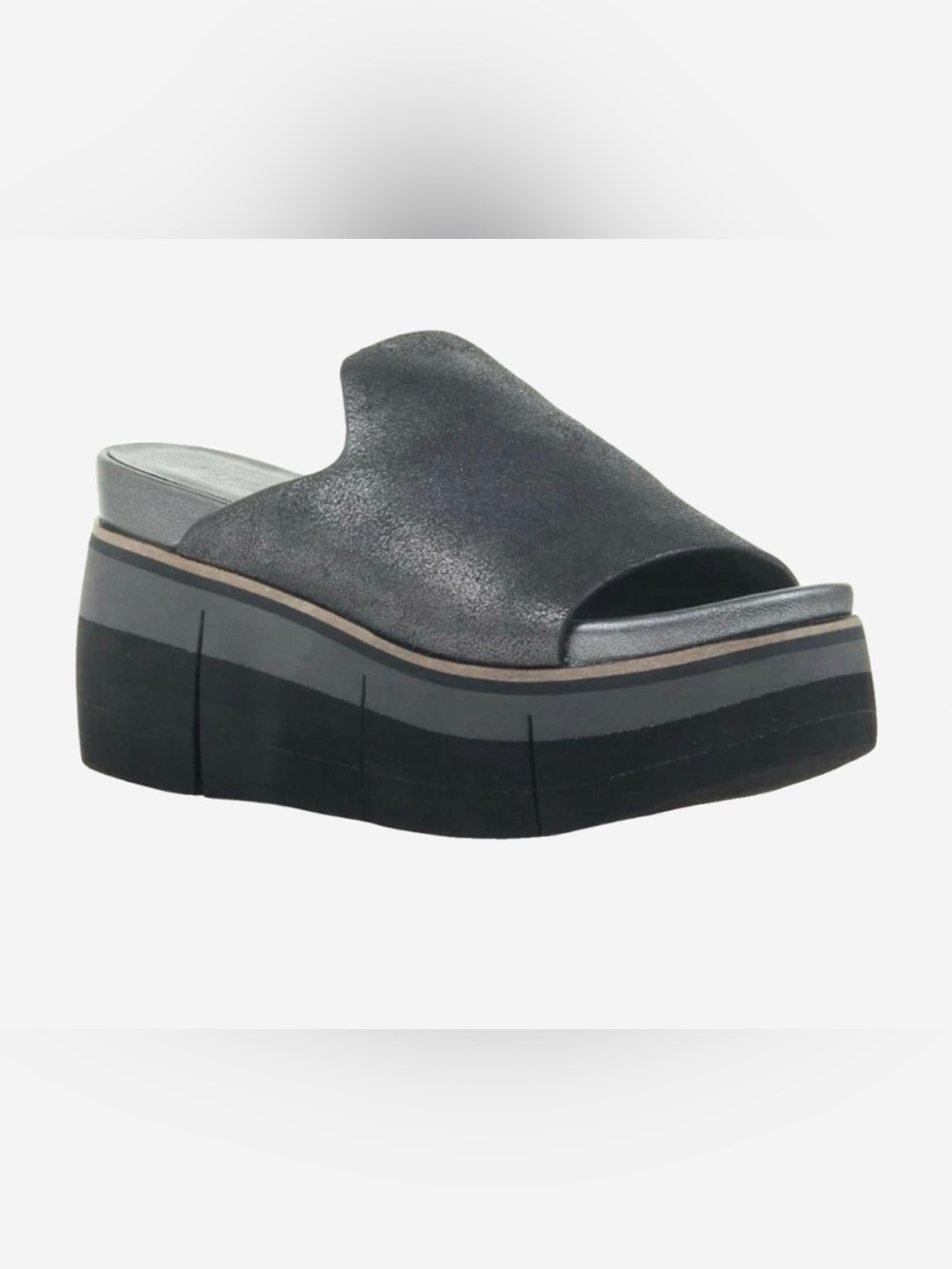 NAKED FEET Pewter Flow Platform Sandal Size 8
